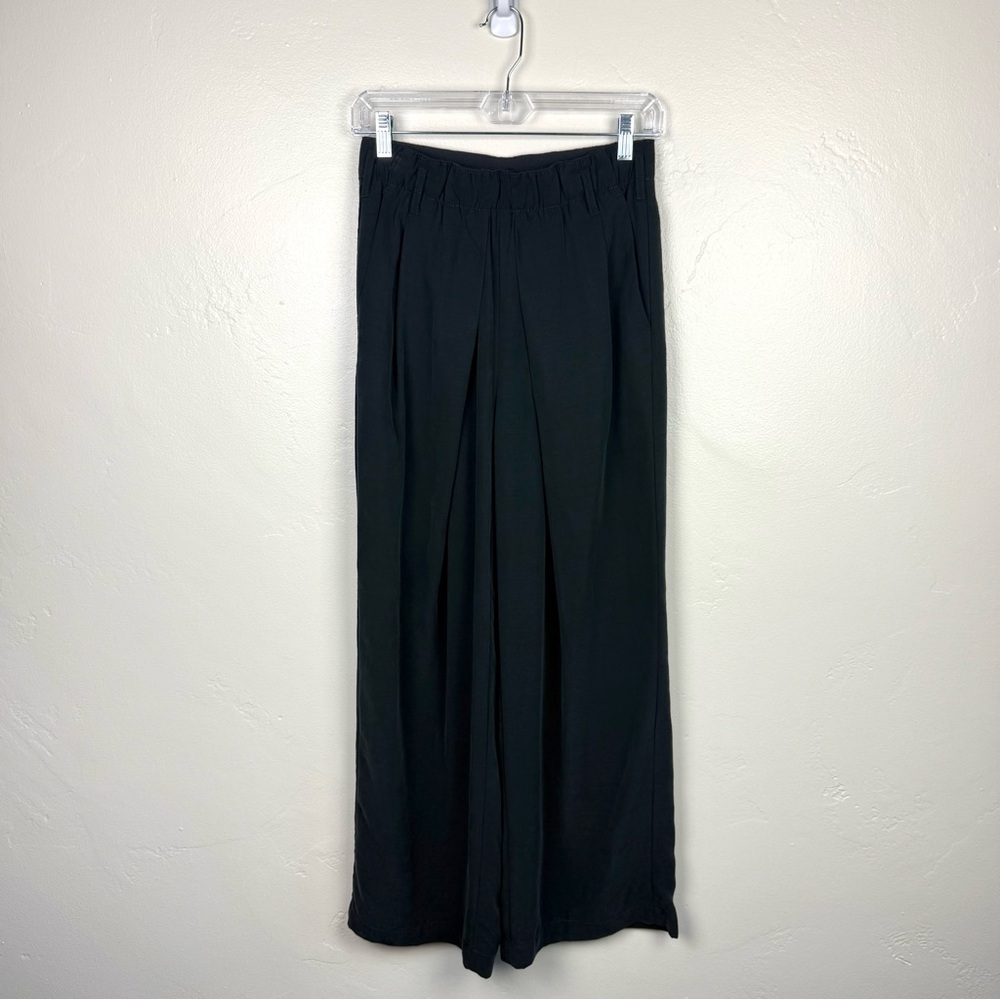 Free People Black Wide Leg High Rise Flowy Pants Minimalist